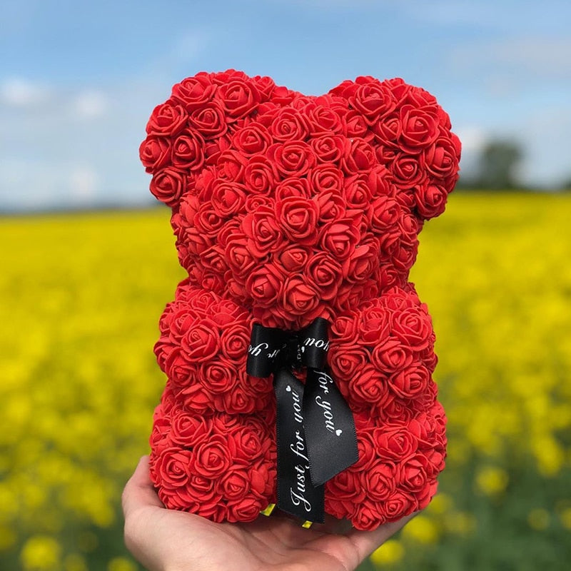 Ursinho Pelúcia de Rosas Artificial Presente dia dos Namorados